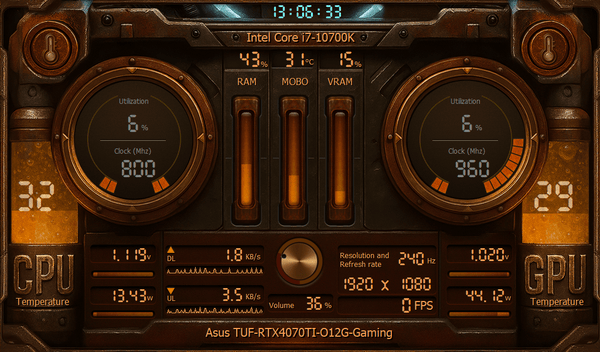 AIDA64 Skin IronPulse Interface HUD 1024x600 - AIDA Skins