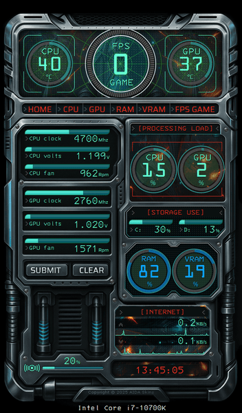 AIDA64 Skin Layout Command HUD 600x1024 - AIDA Skins