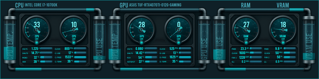 AIDA64 Skin LiquidForge HUD 1920x480 - AIDA Skins