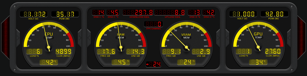 AIDA64 Skin Loading Speed HUD 1920x480 - AIDA Skins