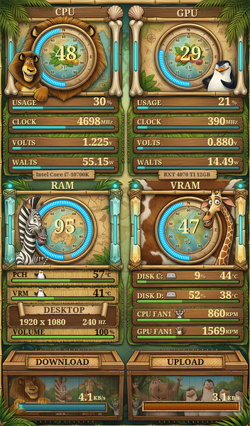 AIDA64 Skin Madagascar HUD 600x1024 - AIDA Skins