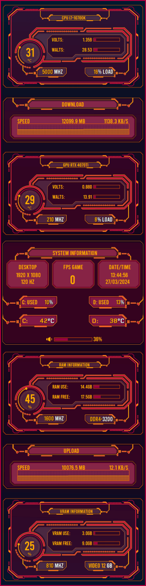 AIDA64 Skin Mechanical Robot HUD 480x1920 - AIDA Skins | AIDA Skins