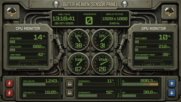 AIDA64 Skin Metal Tactical HUD 1920x1080 - AIDA Skins