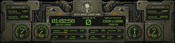 AIDA64 Skin Metal Tactical HUD 1920x480 - AIDA Skins