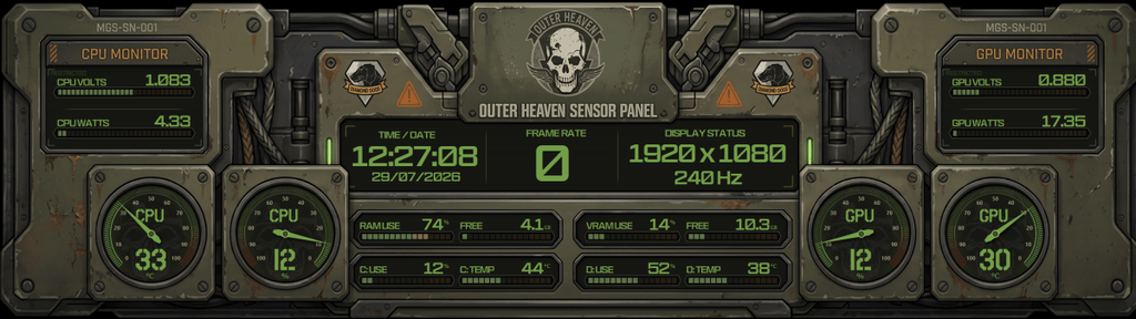 AIDA64 Skin Metal Tactical HUD 2560x720 - AIDA Skins