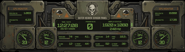 AIDA64 Skin Metal Tactical HUD 2560x720 - AIDA Skins