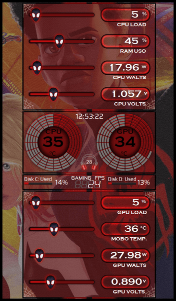 AIDA64 Skin Miles Morales HUD 600x1024 - AIDA Skins