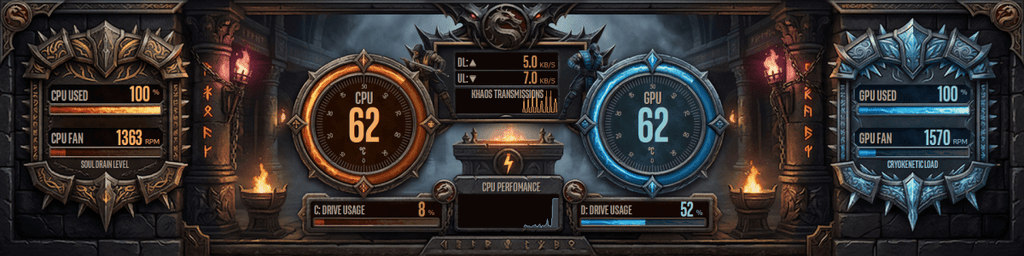 AIDA64 Skin Mortal Kombat HUD 1920x480 - AIDA Skins