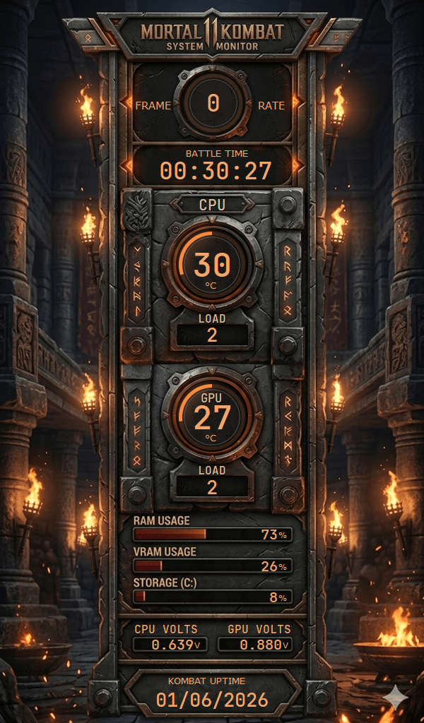 AIDA64 Skin Mortal Kombat HUD 600x1024 - AIDA Skins