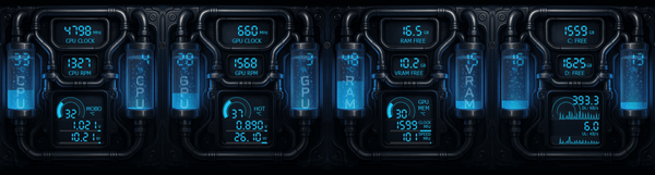 AIDA64 Skin Neon Coolant Drive HUD 1920x515 - AIDA Skins