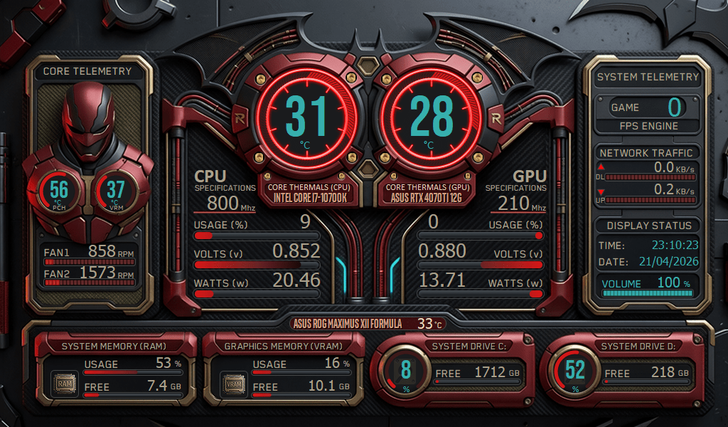 AIDA64 Skin Nightwing HUD 1024x600 - AIDA Skins