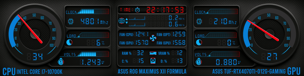 AIDA64 Skin NitroPulse HUD 1920x480 - AIDA Skins