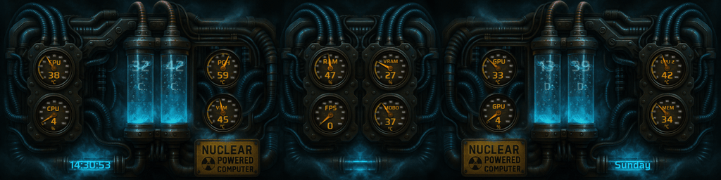 AIDA64 Skin Nuclear Computer HUD 1920x480 - AIDA Skins