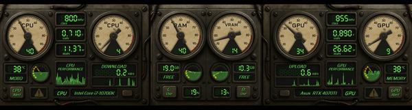 AIDA64 Skin Nuclear Gauge Panel HUD 1920x515 - AIDA Skins