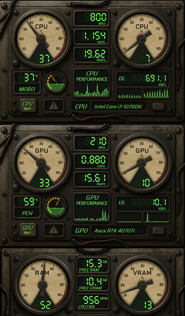 AIDA64 Skin Nuclear Gauge Panel HUD 600x1024 - AIDA Skins | AIDA Skins