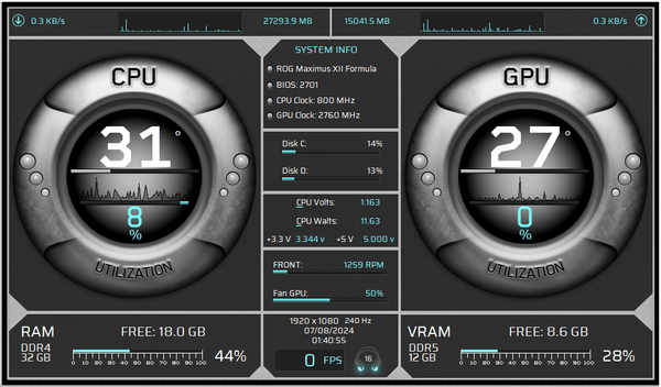 AIDA64 Skin Obsidian Ice Circles HUD 1024x600 - AIDA Skins