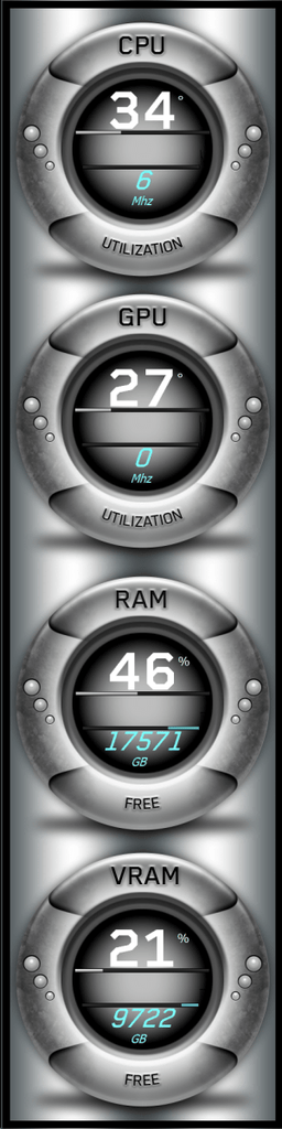 AIDA64 Skin Obsidian Ice Circles HUD 480x1920 - AIDA Skins