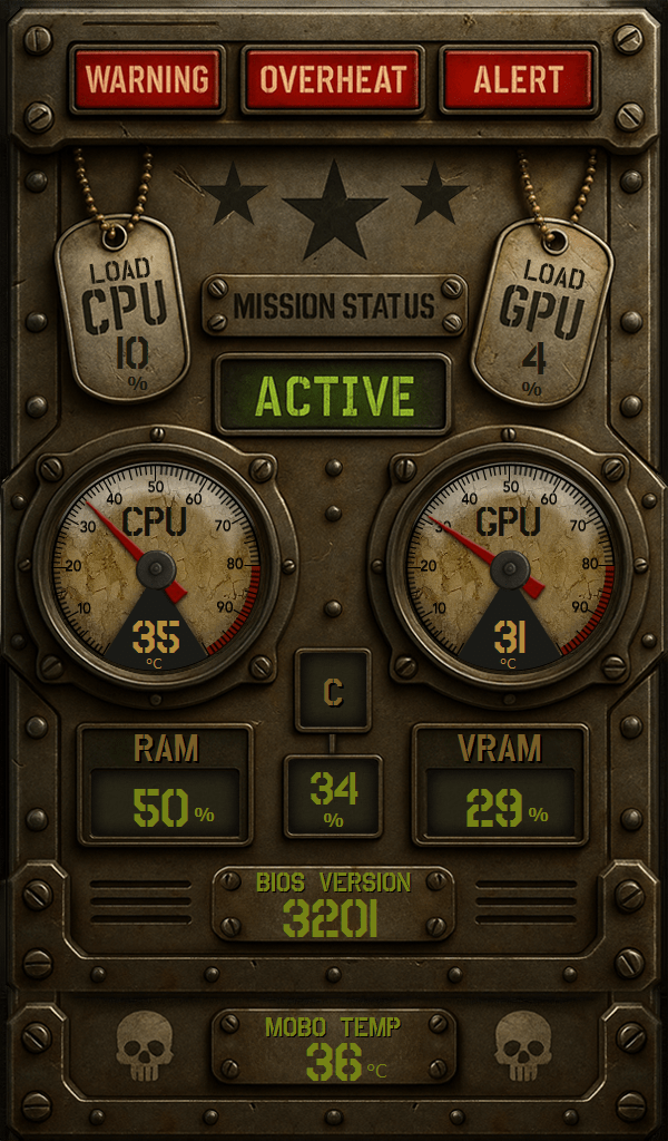 AIDA64 Skin Operation Dogtag HUD 600x1024 - AIDA Skins