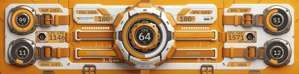 AIDA64 Skin Orange ExoFrame HUD 1920x480 - AIDA Skins
