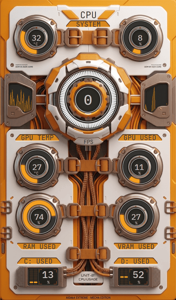 AIDA64 Skin Orange ExoFrame HUD 600x1024 - AIDA Skins