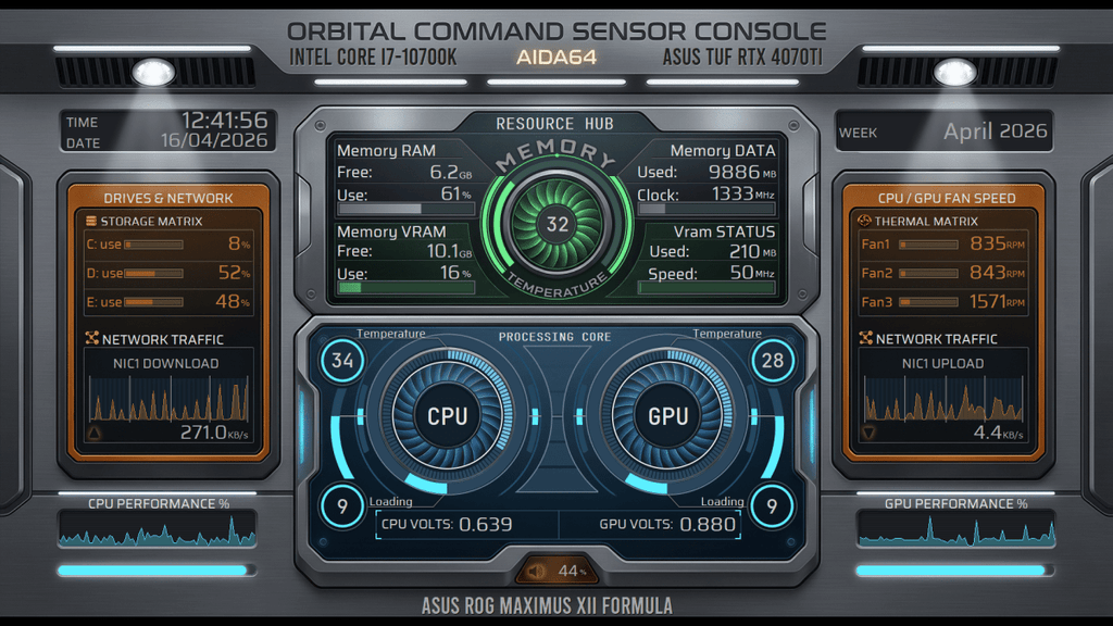 AIDA64 Skin Orbital Command HUD 1920x1080 - AIDA Skins