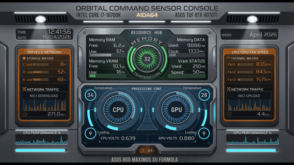 AIDA64 Skin Orbital Command HUD 1920x1080 - AIDA Skins