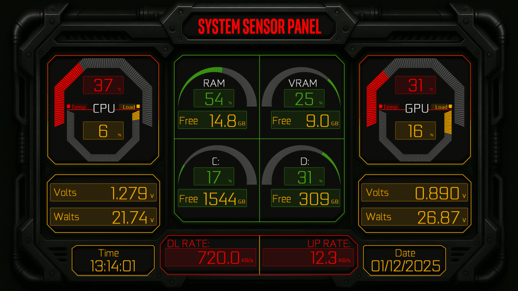 AIDA64 Skin Overclock Ops HUD 1920x1080 - AIDA Skins