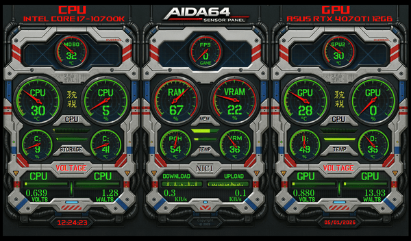AIDA64 Skin Override Unit HUD 1024x600 - AIDA Skins