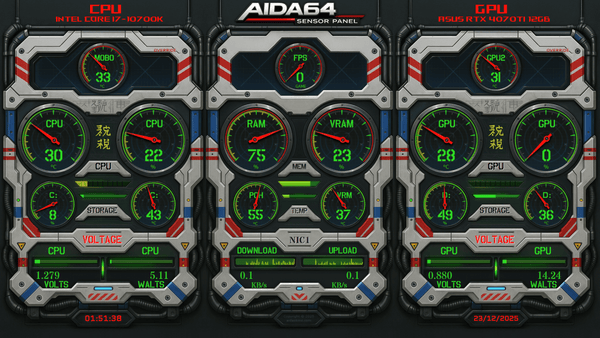 AIDA64 Skin Override Unit HUD 1920x1080 - AIDA Skins