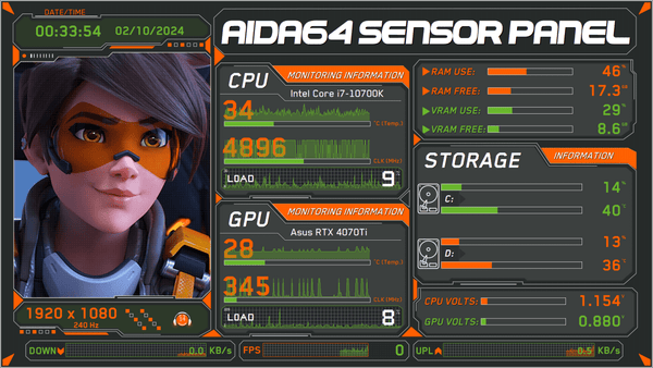 AIDA64 Skin Overwatch 2 HUD 1920x1080 - AIDA Skins