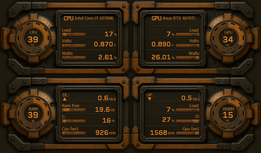 AIDA64 Skin Oxide Sentinel HUD 1024x600 - AIDA Skins