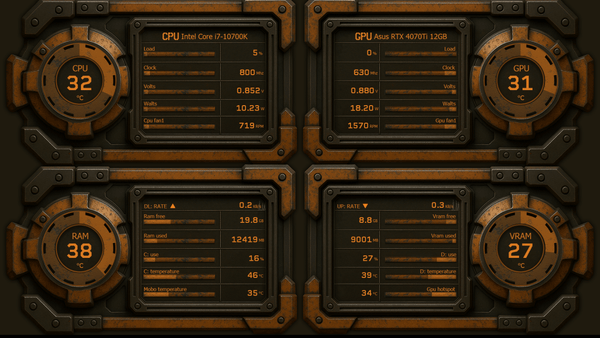 AIDA64 Skin Oxide Sentinel HUD 1920x1080 - AIDA Skins