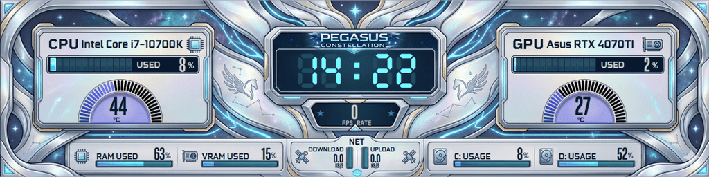 AIDA64 Skin Pegasus Constellation HUD 1920x480 - AIDA Skins