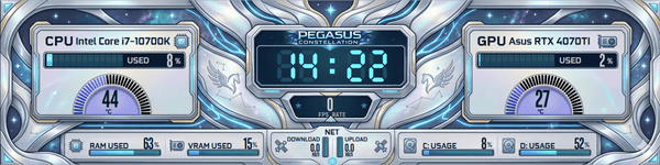 AIDA64 Skin Pegasus Constellation HUD 1920x480 - AIDA Skins