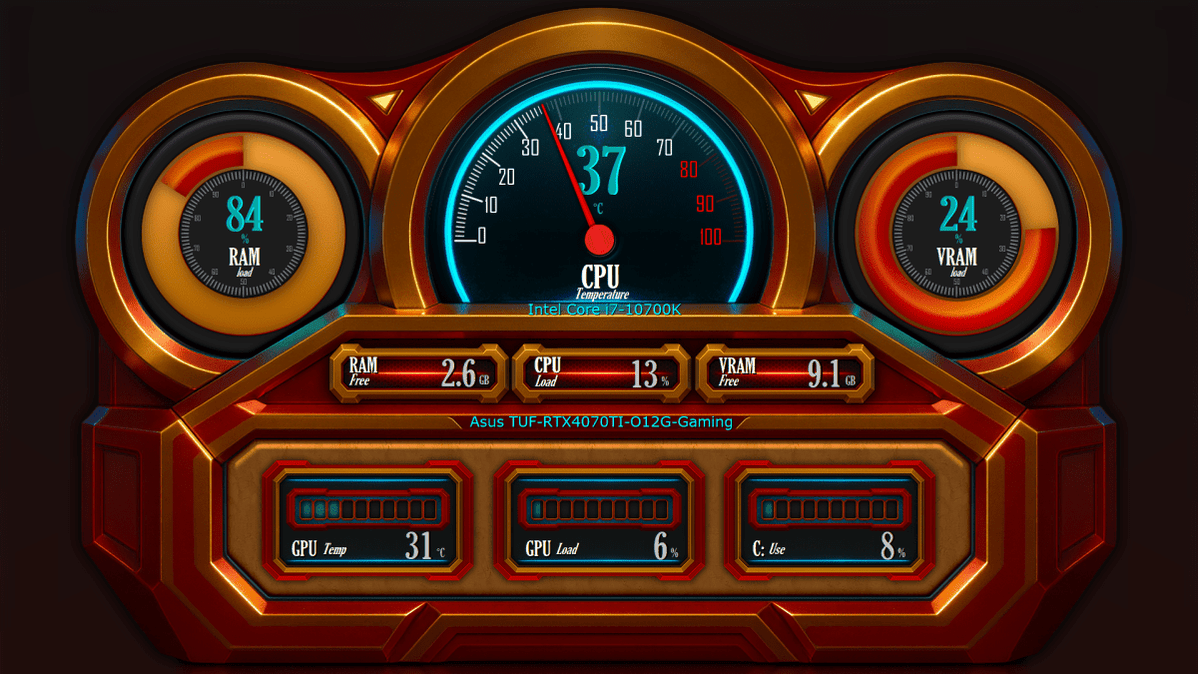 AIDA64 Skin Performance Gauge HUD 1920x1080 - AIDA Skins | AIDA Skins