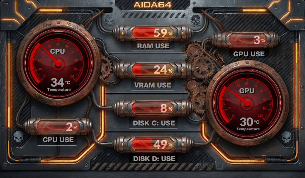 AIDA64 Skin Plasma Foundry HUD 1024x600 - AIDA Skins