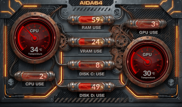 AIDA64 Skin Plasma Foundry HUD 1024x600 - AIDA Skins