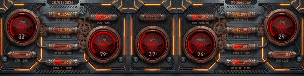 AIDA64 Skin Plasma Foundry HUD 1920x480 - AIDA Skins