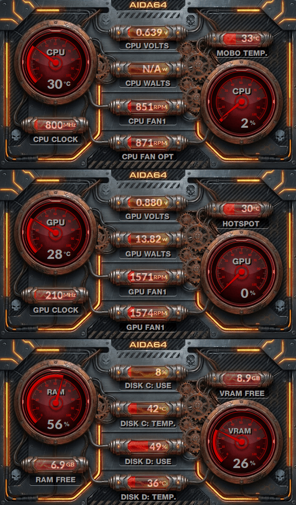 AIDA64 Skin Plasma Foundry HUD 600x1024 - AIDA Skins