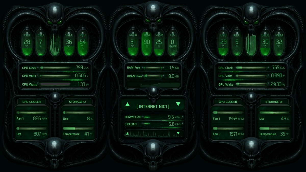 Predator Computer Skin AIDA64 Skin Predator HUD 1920x1080 - AIDA Skins | AIDA Skins
