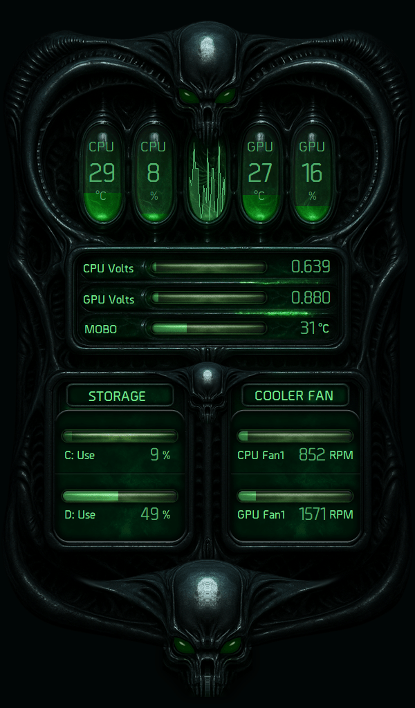 AIDA64 Skin Predator HUD 600x1024 - AIDA Skins