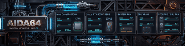 AIDA64 Skin Prime Signal HUD 1920x480 - AIDA Skins