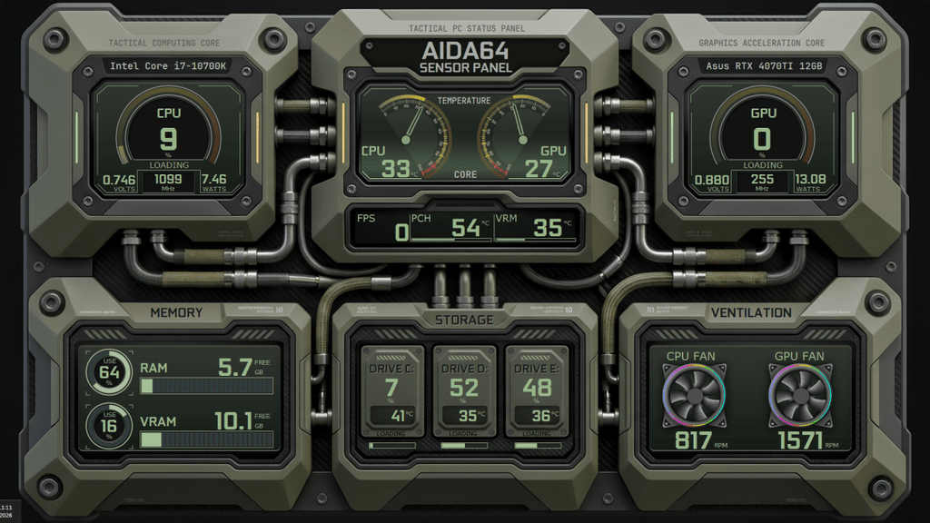 AIDA64 Skin Project Ares HUD 1920x1080 - AIDA Skins