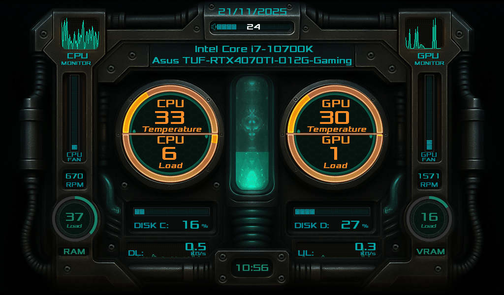 AIDA64 Skin Project Prometheus HUD 1024x600 - AIDA Skins