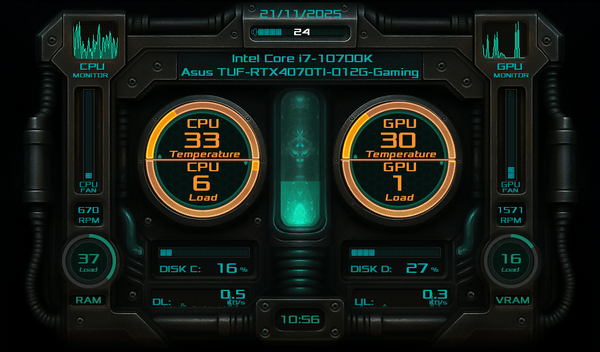 AIDA64 Skin Project Prometheus HUD 1024x600 - AIDA Skins