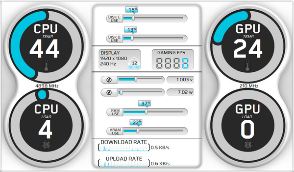 AIDA64 Skin QuadraFlow HUD 1024x600 - AIDA Skins