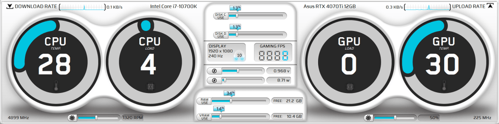 AIDA64 Skin QuadraFlow HUD 1920x480 - AIDA Skins