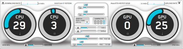 AIDA64 Skin QuadraFlow HUD 1920x515 - AIDA Skins