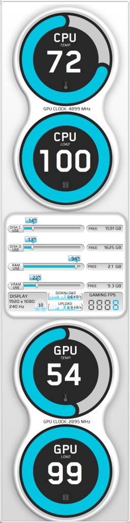 AIDA64 Skin QuadraFlow HUD 480x1920 - AIDA Skins