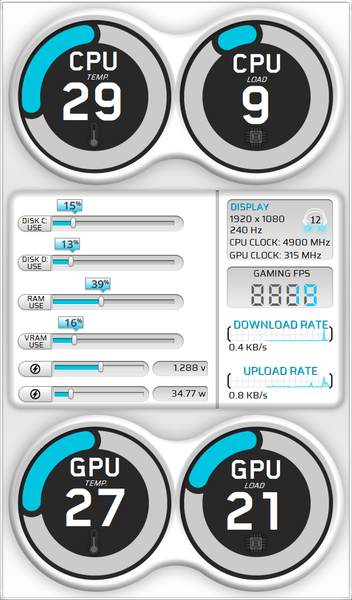 AIDA64 Skin QuadraFlow HUD 600x1024 - AIDA Skins